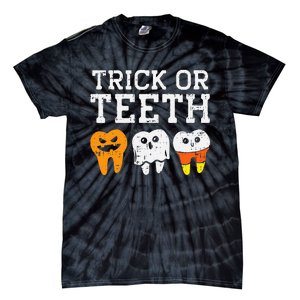 Funny Dental Halloween Treat Dentist Gift Trick or Teeth Tie-Dye T-Shirt