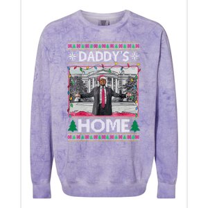 Funny DaddyS Home Trump Ugly Christmas Xmas Gift Colorblast Crewneck Sweatshirt