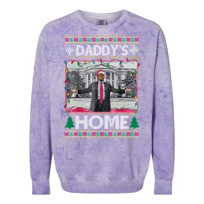 Funny DaddyS Home Trump Ugly Christmas Xmas Gift Colorblast Crewneck Sweatshirt