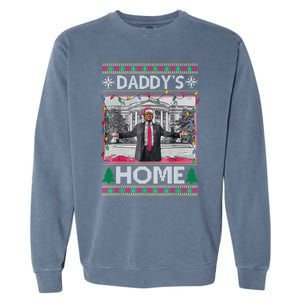 Funny DaddyS Home Trump Ugly Christmas Xmas Gift Garment-Dyed Sweatshirt