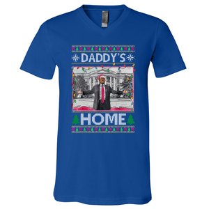 Funny DaddyS Home Trump Ugly Christmas Xmas Gift V-Neck T-Shirt