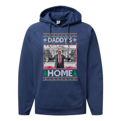 Funny DaddyS Home Trump Ugly Christmas Xmas Gift Performance Fleece Hoodie