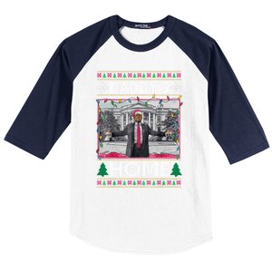 Funny DaddyS Home Trump Ugly Christmas Xmas Gift Baseball Sleeve Shirt