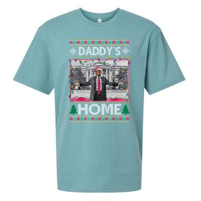 Funny DaddyS Home Trump Ugly Christmas Xmas Gift Sueded Cloud Jersey T-Shirt