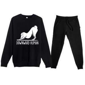 Funny Downward Hu Dog Yoga Design Cool Anime Print Gift Premium Crewneck Sweatsuit Set