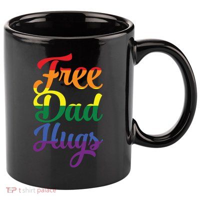 Free Dad Hugs And Love Lgbt Pride Rainbow Gift 11oz C Handle Ceramic Mug