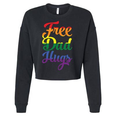 Free Dad Hugs And Love Lgbt Pride Rainbow Gift Cropped Pullover Crew