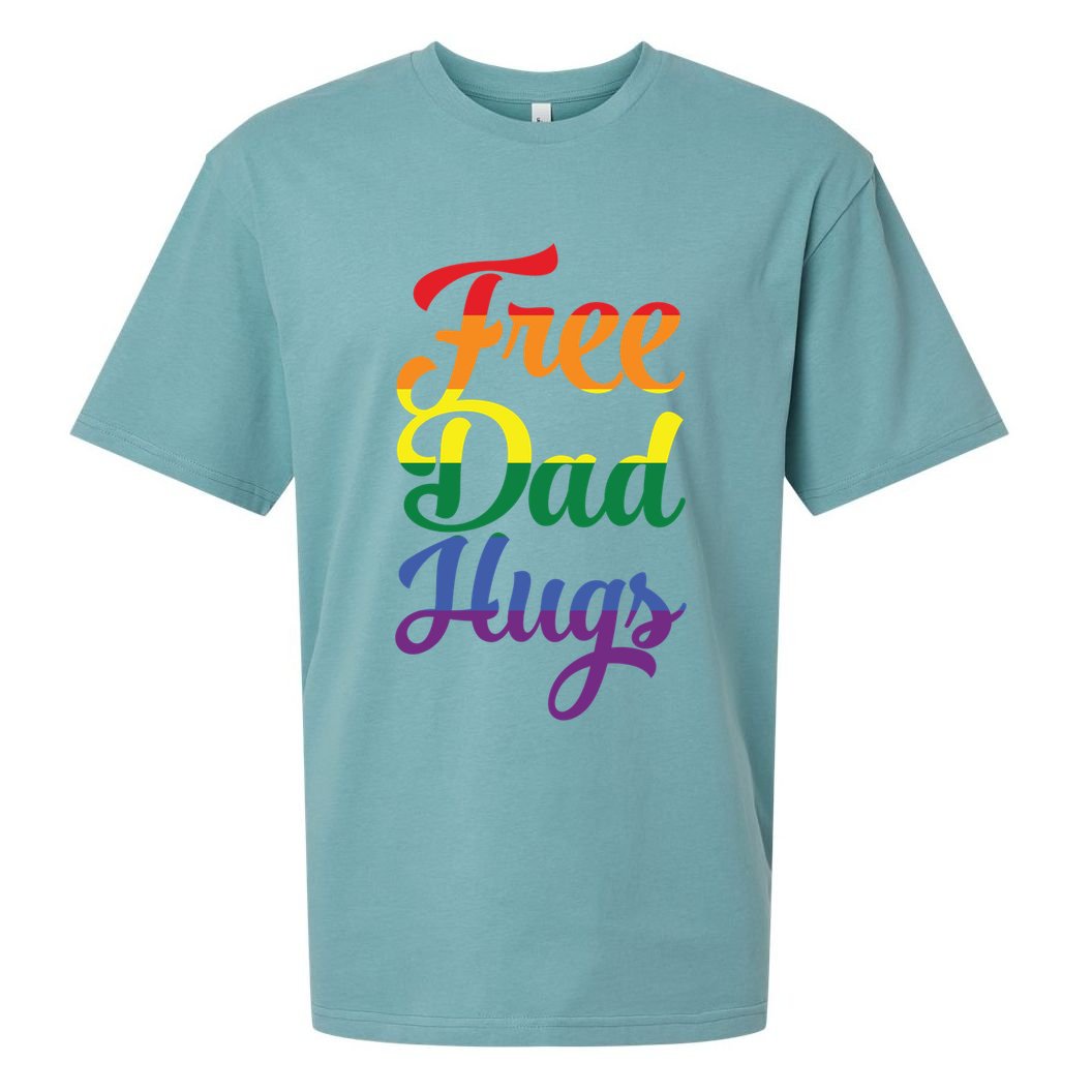 Free Dad Hugs And Love Lgbt Pride Rainbow Gift Sueded Cloud Jersey T-Shirt