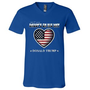 Funny DaddyS Home Trump American Heart Take America Back Gift V-Neck T-Shirt