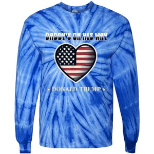 Funny DaddyS Home Trump American Heart Take America Back Gift Tie-Dye Long Sleeve Shirt