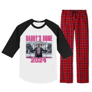 Funny DaddyS Home Trump Pink 2024 Take America Back 2024 Gift Raglan Sleeve Pajama Set