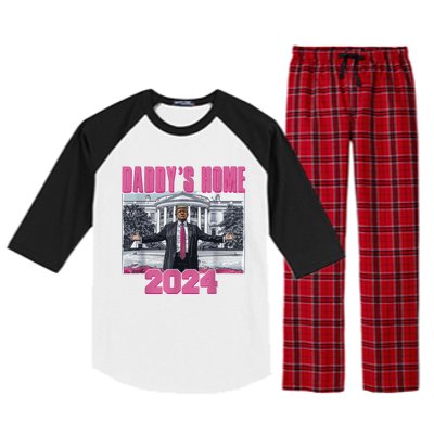 Funny DaddyS Home Trump Pink 2024 Take America Back 2024 Gift Raglan Sleeve Pajama Set