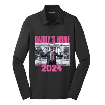 Funny DaddyS Home Trump Pink 2024 Take America Back 2024 Gift Silk Touch Performance Long Sleeve Polo