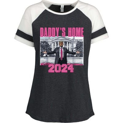 Funny DaddyS Home Trump Pink 2024 Take America Back 2024 Gift Enza Ladies Jersey Colorblock Tee