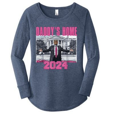 Funny DaddyS Home Trump Pink 2024 Take America Back 2024 Gift Women's Perfect Tri Tunic Long Sleeve Shirt