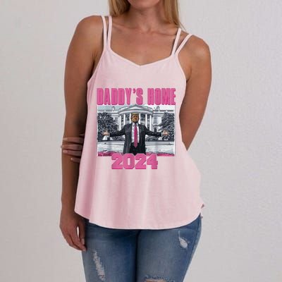 Funny DaddyS Home Trump Pink 2024 Take America Back 2024 Gift Women's Strappy Tank