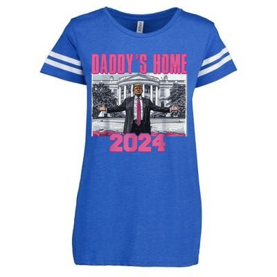 Funny DaddyS Home Trump Pink 2024 Take America Back 2024 Gift Enza Ladies Jersey Football T-Shirt