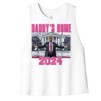 Funny DaddyS Home Trump Pink 2024 Take America Back 2024 Gift Women's Racerback Cropped Tank