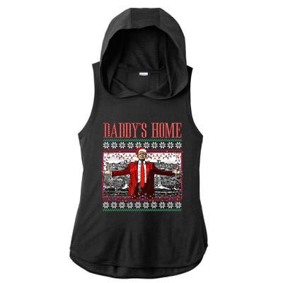 Funny DaddyS Home Trump Ugly Christmas Sweater Xmas Pajamas Ladies PosiCharge Tri-Blend Wicking Draft Hoodie Tank