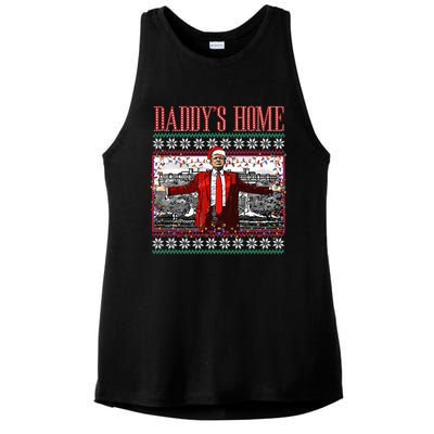 Funny DaddyS Home Trump Ugly Christmas Sweater Xmas Pajamas Ladies PosiCharge Tri-Blend Wicking Tank