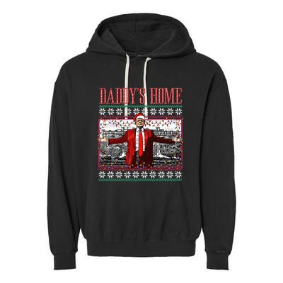 Funny DaddyS Home Trump Ugly Christmas Sweater Xmas Pajamas Garment-Dyed Fleece Hoodie