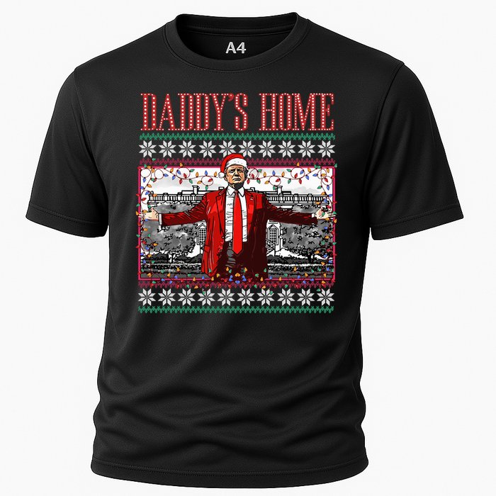 Funny DaddyS Home Trump Ugly Christmas Sweater Xmas Pajamas Cooling Performance Crew T-Shirt