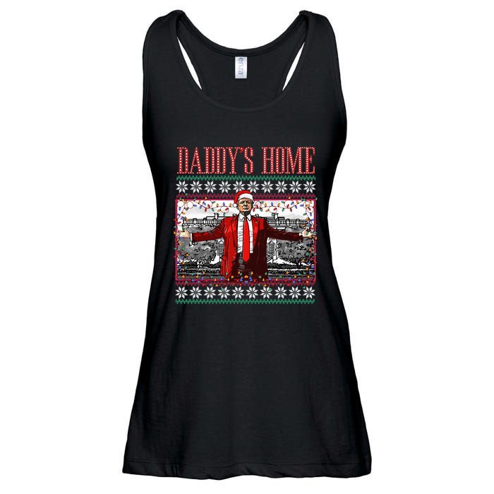 Funny DaddyS Home Trump Ugly Christmas Sweater Xmas Pajamas Ladies Essential Flowy Tank