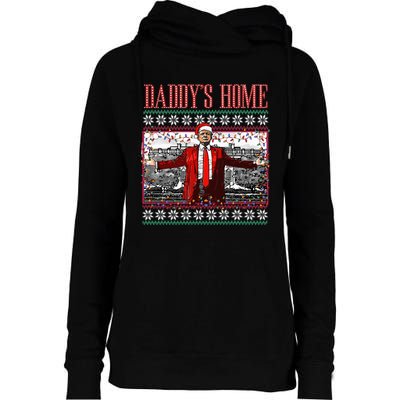 Funny DaddyS Home Trump Ugly Christmas Sweater Xmas Pajamas Womens Funnel Neck Pullover Hood