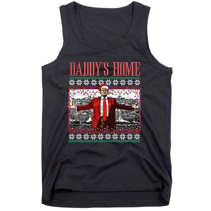 Funny DaddyS Home Trump Ugly Christmas Sweater Xmas Pajamas Tank Top