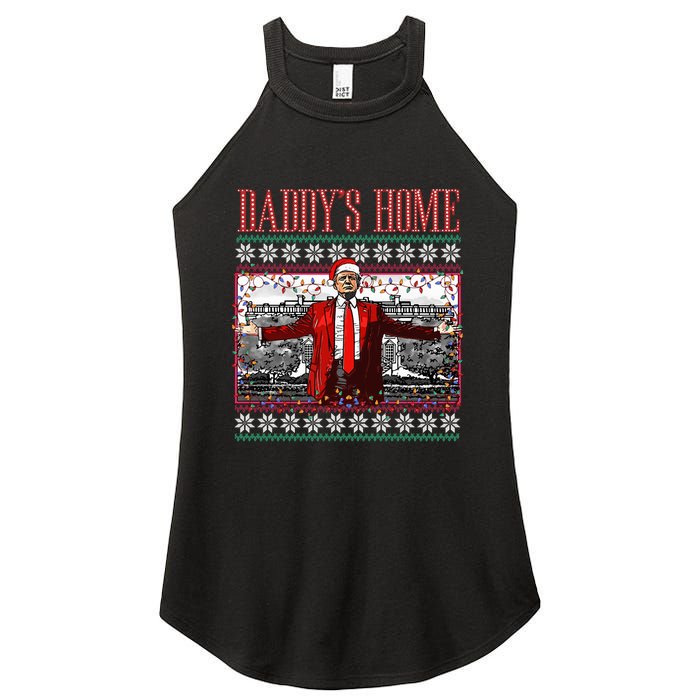 Funny DaddyS Home Trump Ugly Christmas Sweater Xmas Pajamas Women's Perfect Tri Rocker Tank