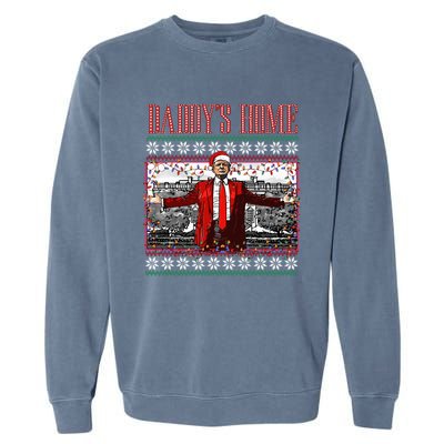 Funny DaddyS Home Trump Ugly Christmas Sweater Xmas Pajamas Garment-Dyed Sweatshirt