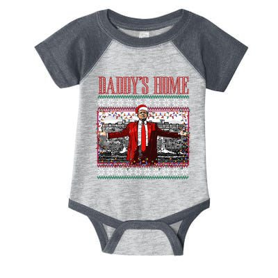 Funny DaddyS Home Trump Ugly Christmas Sweater Xmas Pajamas Infant Baby Jersey Bodysuit