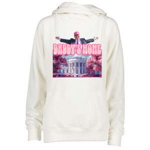 Funny DaddyS Home Trump Pink 2024 Take America Back 2024 Meaningful Gift Womens Funnel Neck Pullover Hood