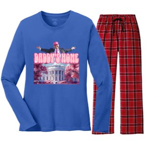 Funny DaddyS Home Trump Pink 2024 Take America Back 2024 Meaningful Gift Women's Long Sleeve Flannel Pajama Set 