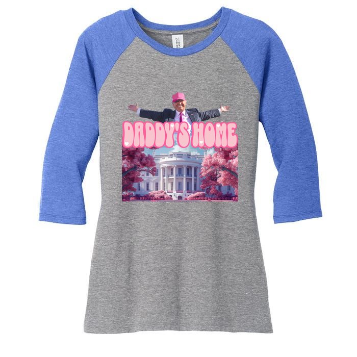 Funny DaddyS Home Trump Pink 2024 Take America Back 2024 Meaningful Gift Women's Tri-Blend 3/4-Sleeve Raglan Shirt