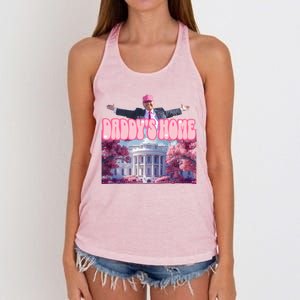 Funny DaddyS Home Trump Pink 2024 Take America Back 2024 Meaningful Gift Women's Knotted Racerback Tank