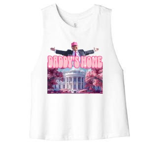 Funny DaddyS Home Trump Pink 2024 Take America Back 2024 Meaningful Gift Women's Racerback Cropped Tank