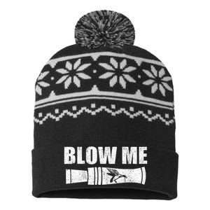 Funny Duck Hunting Blow Me Duck Call Waterfowl Hunter Gift USA-Made Snowflake Beanie