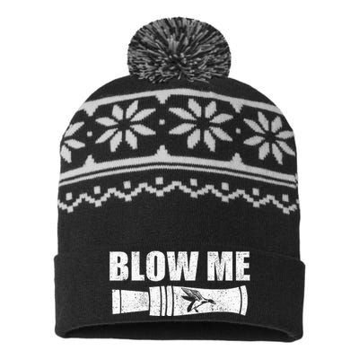 Funny Duck Hunting Blow Me Duck Call Waterfowl Hunter Gift USA-Made Snowflake Beanie