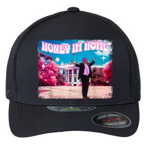 Funny DaddyS Home Trump Pink 2024 Take America Back 2024 Gift Flexfit Unipanel Trucker Cap