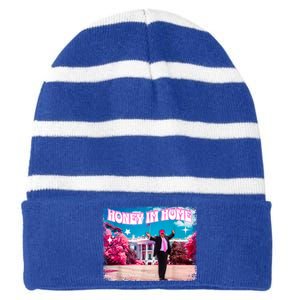 Funny DaddyS Home Trump Pink 2024 Take America Back 2024 Gift Striped Beanie with Solid Band