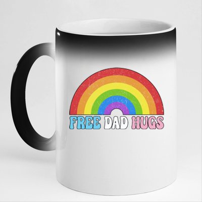 Free Dad Hugs Lgbt Pride Rainbow Gift 11oz Black Color Changing Mug