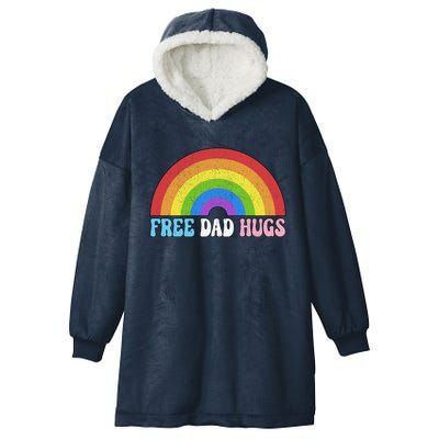 Free Dad Hugs Lgbt Pride Rainbow Gift Hooded Wearable Blanket