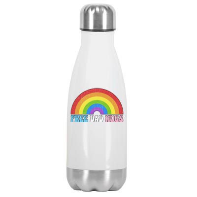 Free Dad Hugs Lgbt Pride Rainbow Gift Stainless Steel Insulated Water Bottle