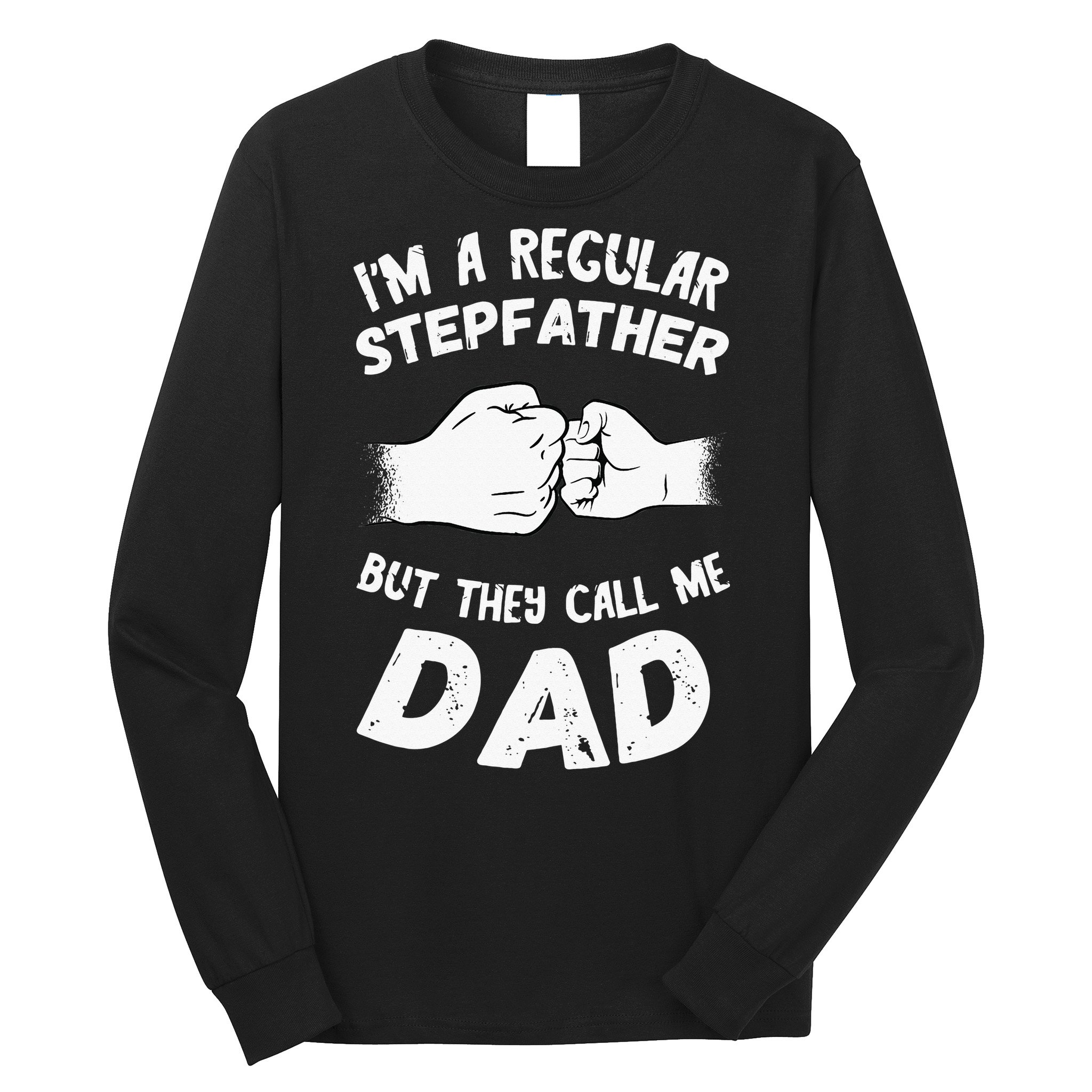 Fathers Day Handshake Fist Bump Step Father Cool Fatherhood Long Sleeve Shirt