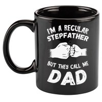 Fathers Day Handshake Fist Bump Step Father Cool Fatherhood 11oz C Handle Ceramic Mug