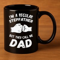 Fathers Day Handshake Fist Bump Step Father Cool Fatherhood 11oz C Handle Ceramic Mug