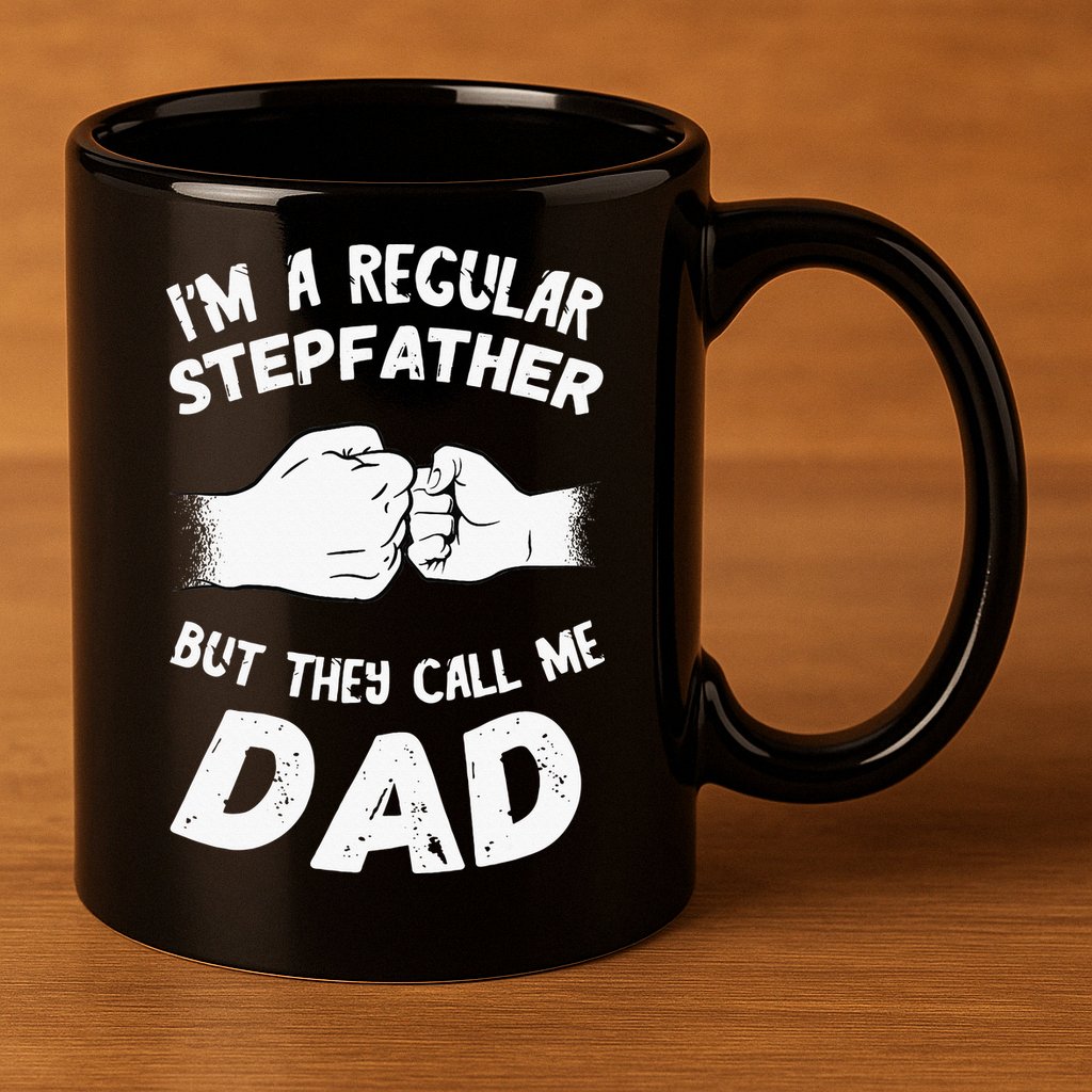 Fathers Day Handshake Fist Bump Step Father Cool Fatherhood 11oz C Handle Ceramic Mug