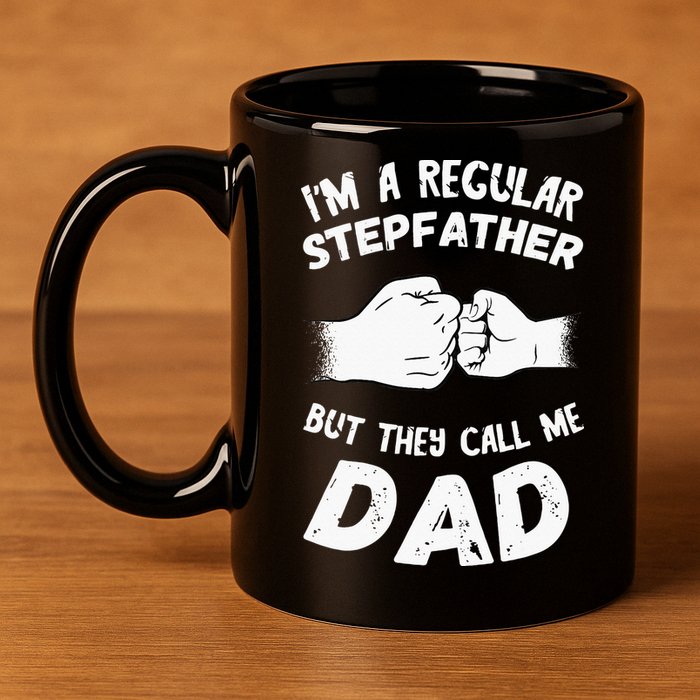 Fathers Day Handshake Fist Bump Step Father Cool Fatherhood 11oz C Handle Ceramic Mug