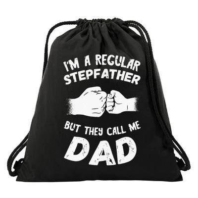 Fathers Day Handshake Fist Bump Step Father Cool Fatherhood Drawstring Bag